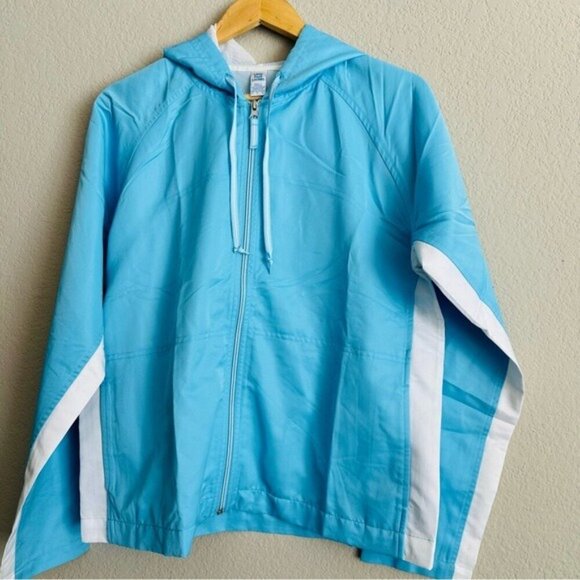 Lady Footlocker Windbreaker Jacket Baby Sky Blue Large Hooded NWOT - Picture 3 of 8